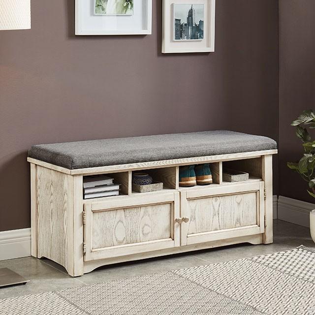 Gwebdolyn Weather White Shoe Bench - Furniture Stars (Chicago, IL)