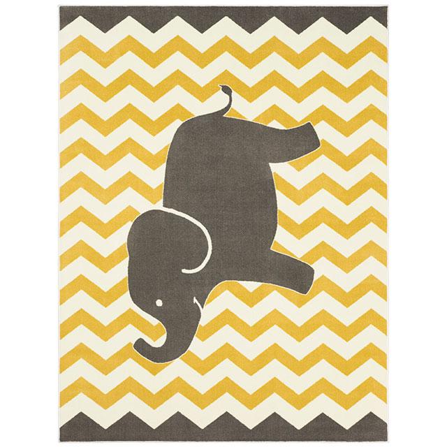 BARON 5' X 8', Area Rug, Elephant, Yellow/Gray - Furniture Stars (Chicago, IL)