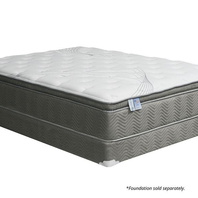 STORMIN White/Gray 13" Euro Pillow Top Mattress, E.King - Furniture Stars (Chicago, IL)