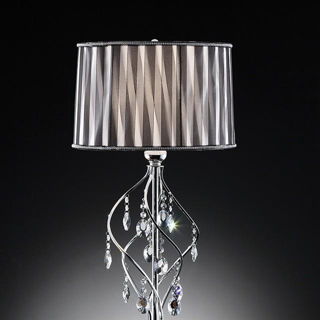 Arya Black/Chrome Table Lamp, Hanging Crystal - Furniture Stars (Chicago, IL)