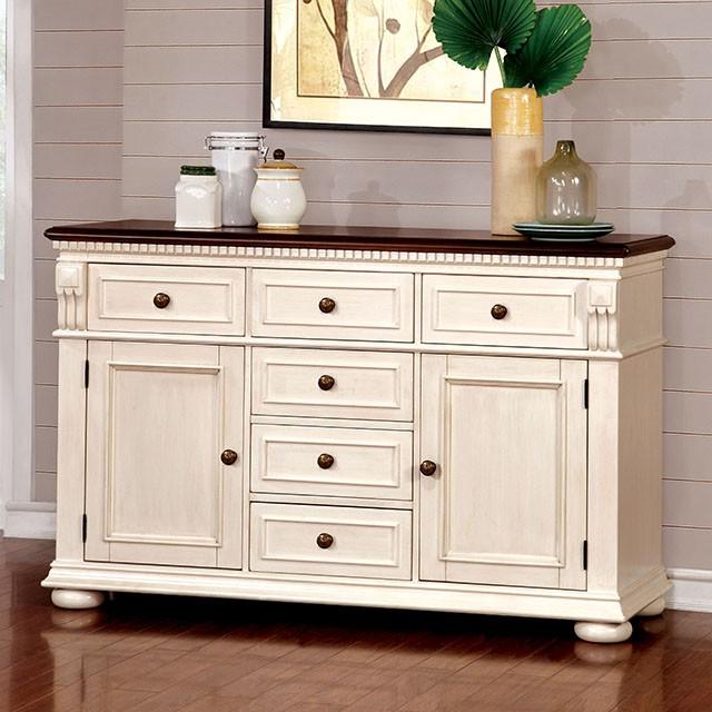 SABRINA Off White/Cherry Server, Cherry & White - Furniture Stars (Chicago, IL)