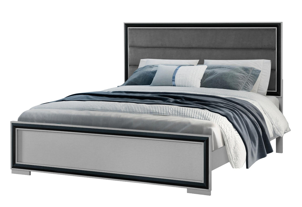 AMELIA GREY BLACK QUEEN BED W/LED - Furniture Stars (Chicago, IL)