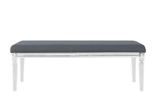 CALEB SILVER BENCH WITH ACRYLIC LEGS - Furniture Stars (Chicago, IL)
