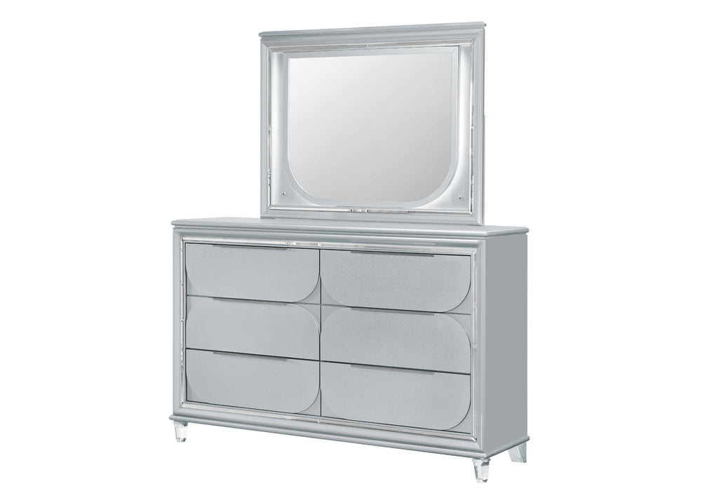 CALEB SILVER MIRROR WITH LED - Furniture Stars (Chicago, IL)