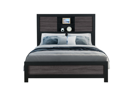 LISBON GREY/BLACK BOOKCASE QUEEN BED - Furniture Stars (Chicago, IL)