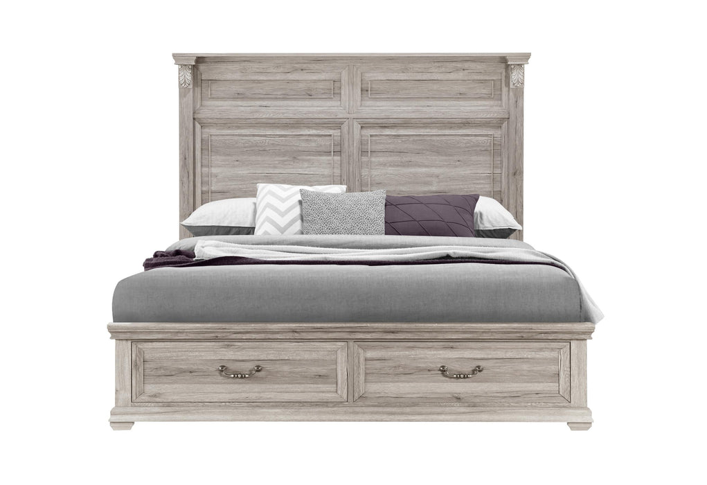TATUM NATURAL KING BED WITH STORAGE - Furniture Stars (Chicago, IL)