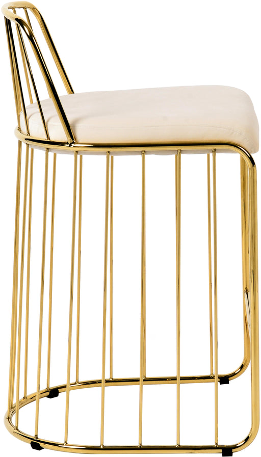 Gio Cream Velvet Stool - Furniture Stars (Chicago, IL)