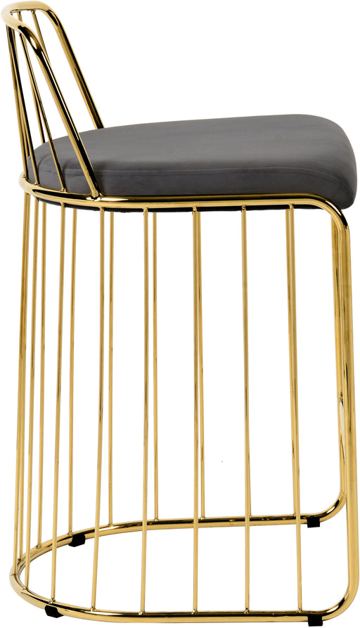 Gio Grey Velvet Stool - Furniture Stars (Chicago, IL)