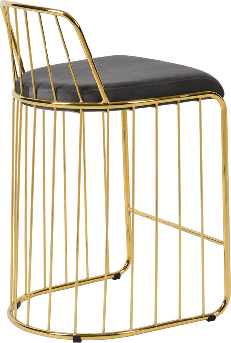 Gio Grey Velvet Stool - Furniture Stars (Chicago, IL)