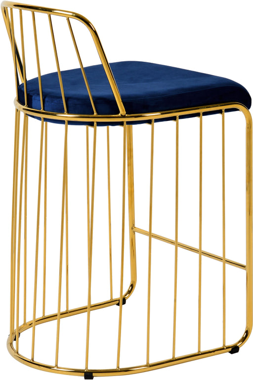Gio Navy Velvet Stool - Furniture Stars (Chicago, IL)