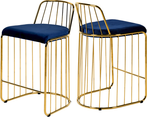 Gio Navy Velvet Stool - Furniture Stars (Chicago, IL)