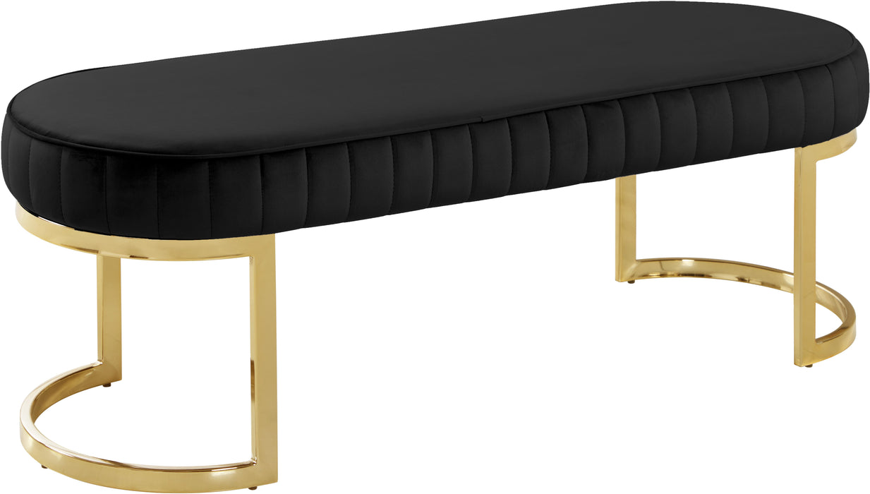 Lemar Black Velvet Bench - Furniture Stars (Chicago, IL)