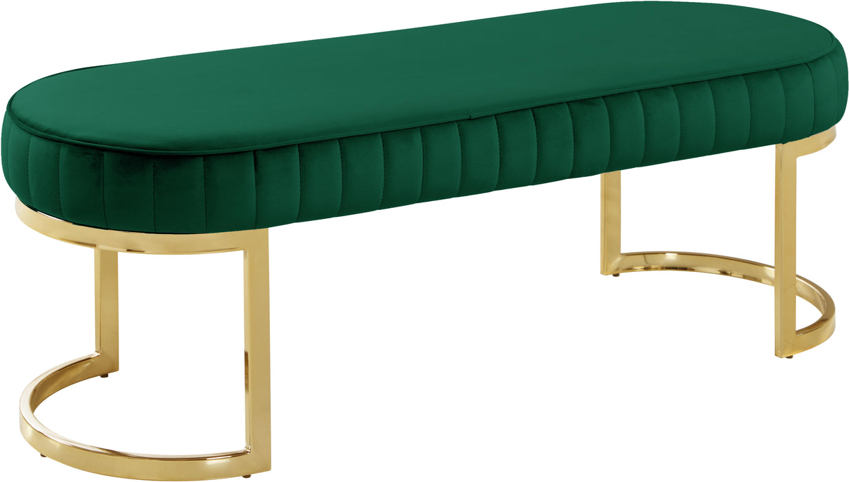 Lemar Green Velvet Bench - Furniture Stars (Chicago, IL)