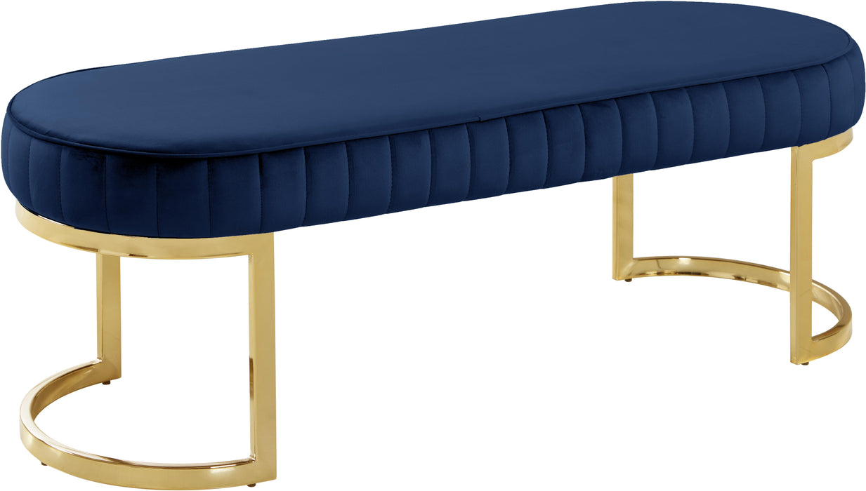 Lemar Navy Velvet Bench - Furniture Stars (Chicago, IL)