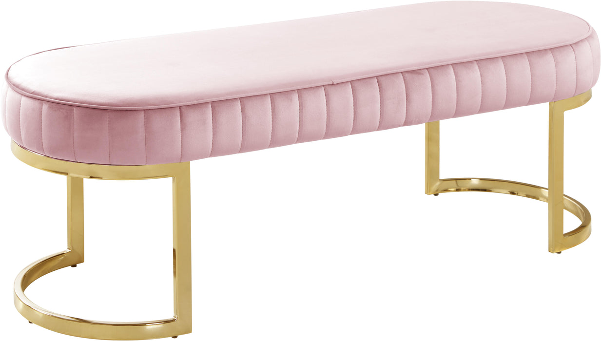 Lemar Pink Velvet Bench - Furniture Stars (Chicago, IL)