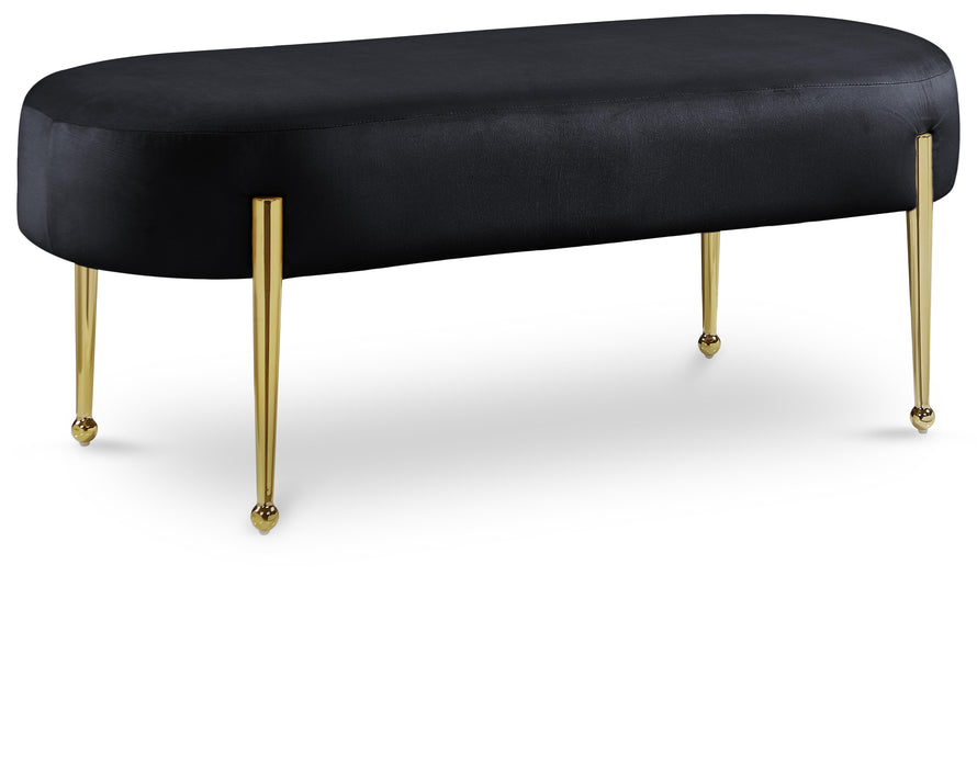 Gia Black Velvet Bench - Furniture Stars (Chicago, IL)