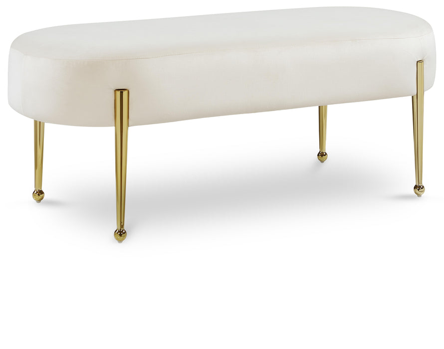 Gia Cream Velvet Bench - Furniture Stars (Chicago, IL)