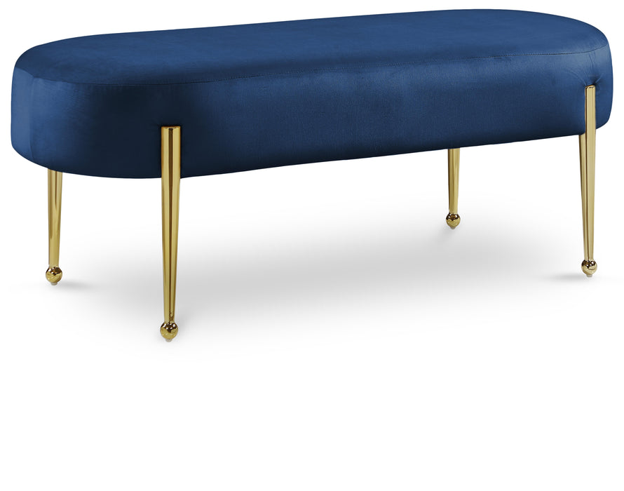 Gia Navy Velvet Bench - Furniture Stars (Chicago, IL)