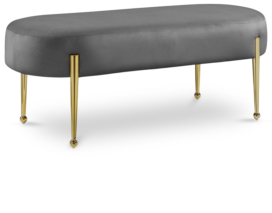 Gia Grey Velvet Bench - Furniture Stars (Chicago, IL)