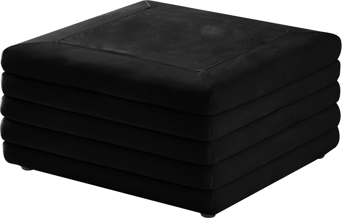 Lorenzo Black Velvet Ottoman - Furniture Stars (Chicago, IL)