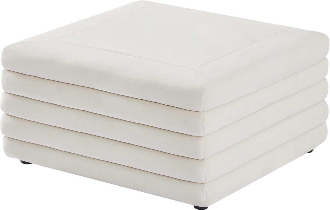 Lorenzo Cream Velvet Ottoman - Furniture Stars (Chicago, IL)