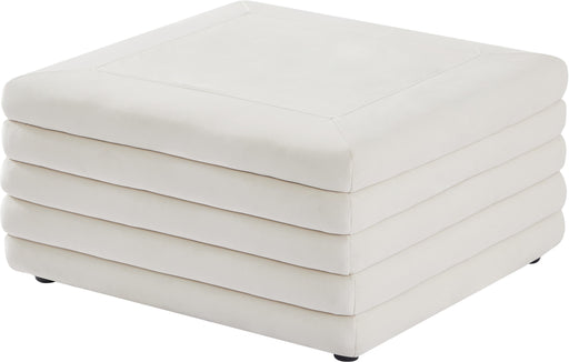 Lorenzo Cream Velvet Ottoman - Furniture Stars (Chicago, IL)