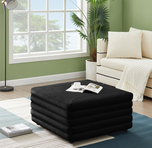 Lorenzo Black Velvet Ottoman - Furniture Stars (Chicago, IL)