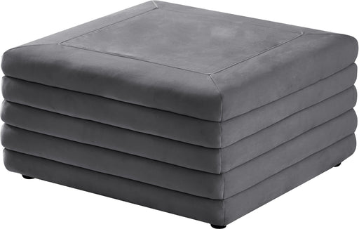 Lorenzo Grey Velvet Ottoman - Furniture Stars (Chicago, IL)