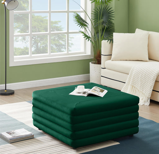 Lorenzo Green Velvet Ottoman - Furniture Stars (Chicago, IL)