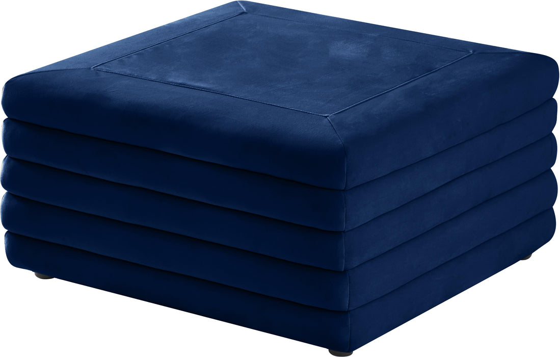 Lorenzo Navy Velvet Ottoman - Furniture Stars (Chicago, IL)