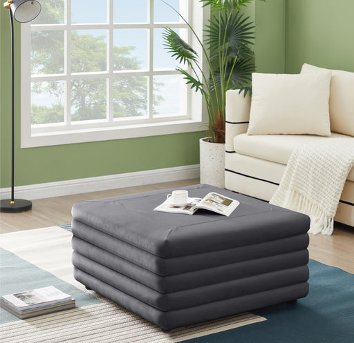 Lorenzo Grey Velvet Ottoman - Furniture Stars (Chicago, IL)