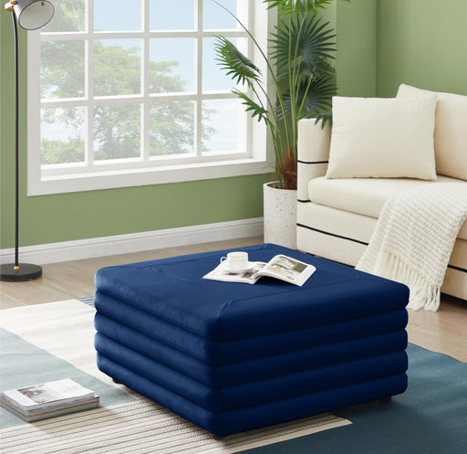 Lorenzo Navy Velvet Ottoman - Furniture Stars (Chicago, IL)