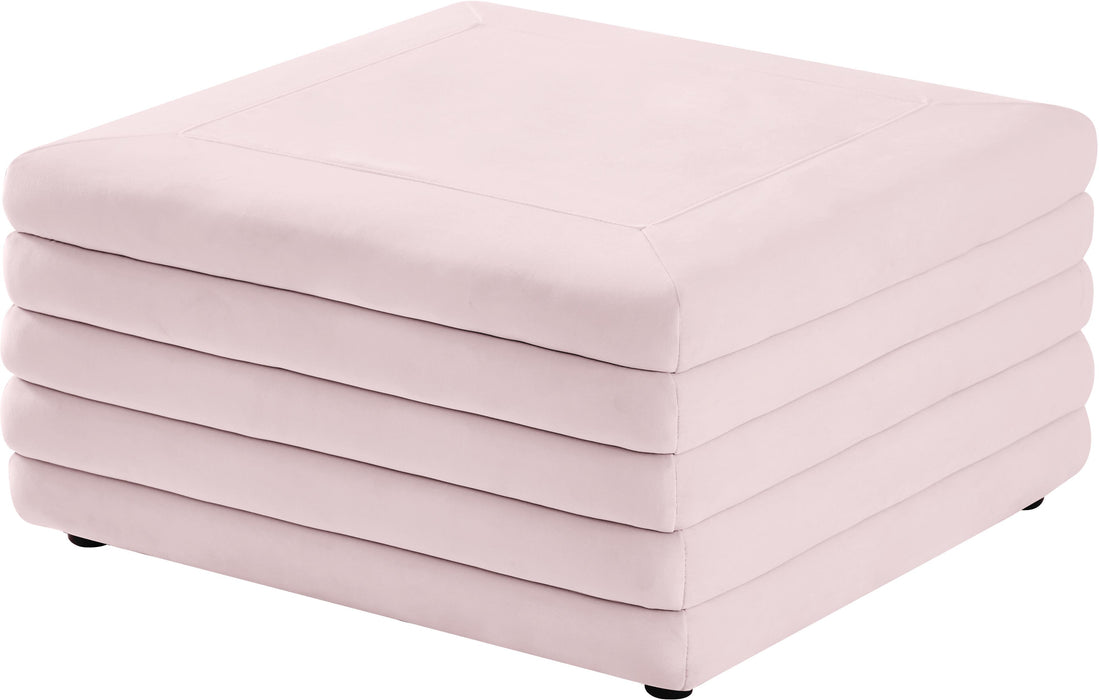 Lorenzo Pink Velvet Ottoman - Furniture Stars (Chicago, IL)