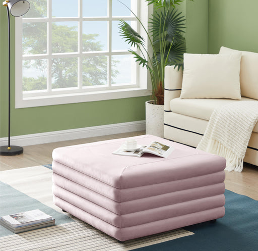 Lorenzo Pink Velvet Ottoman - Furniture Stars (Chicago, IL)
