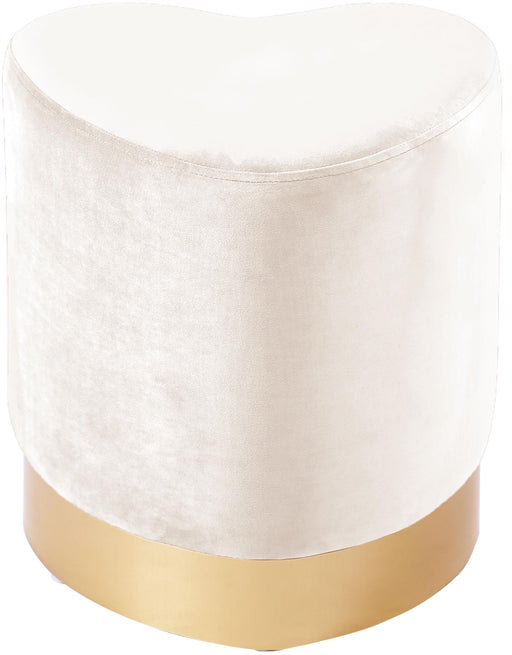 Heart Cream Velvet Ottoman/Stool - Furniture Stars (Chicago, IL)