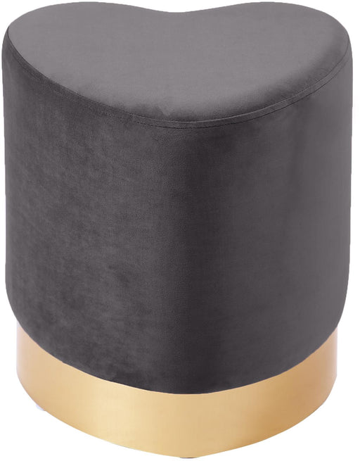 Heart Grey Velvet Ottoman/Stool - Furniture Stars (Chicago, IL)