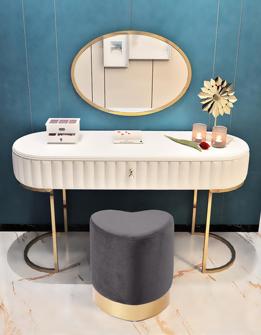 Heart Grey Velvet Ottoman/Stool - Furniture Stars (Chicago, IL)