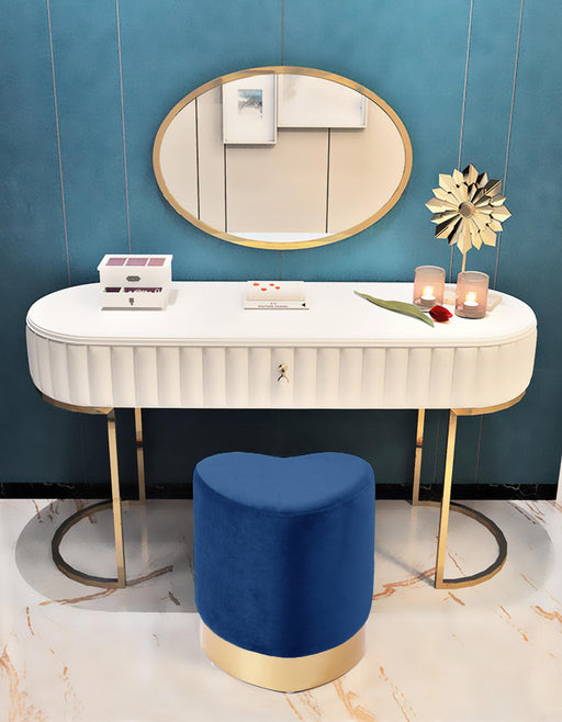 Heart Navy Velvet Ottoman/Stool - Furniture Stars (Chicago, IL)