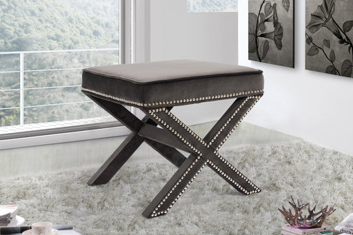 Nixon Grey Velvet Ottoman/Bench - Furniture Stars (Chicago, IL)