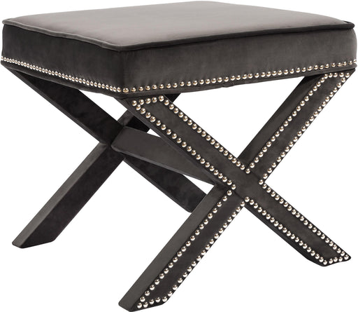 Nixon Grey Velvet Ottoman/Bench - Furniture Stars (Chicago, IL)