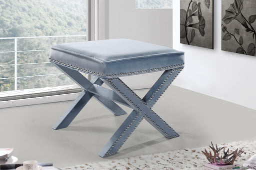 Nixon Sky Blue Velvet Ottoman/Bench - Furniture Stars (Chicago, IL)