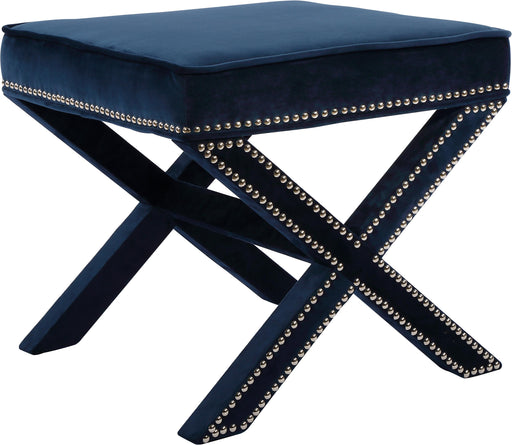 Nixon Navy Velvet Ottoman/Bench - Furniture Stars (Chicago, IL)