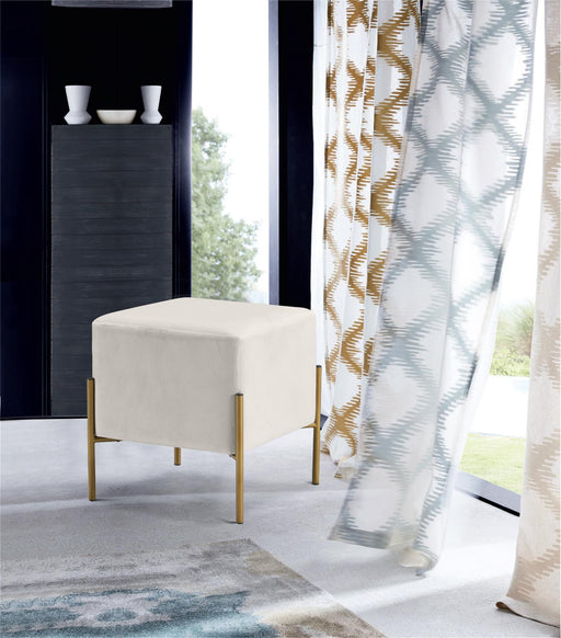 Isla Cream Velvet Ottoman/Stool - Furniture Stars (Chicago, IL)