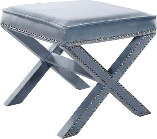 Nixon Sky Blue Velvet Ottoman/Bench - Furniture Stars (Chicago, IL)