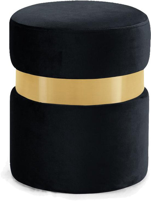 Hailey Black Velvet Ottoman/Stool - Furniture Stars (Chicago, IL)