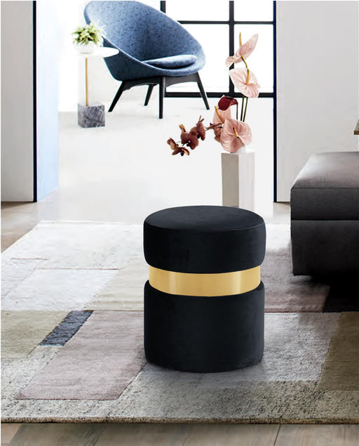 Hailey Black Velvet Ottoman/Stool - Furniture Stars (Chicago, IL)