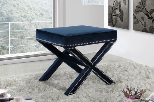Nixon Navy Velvet Ottoman/Bench - Furniture Stars (Chicago, IL)