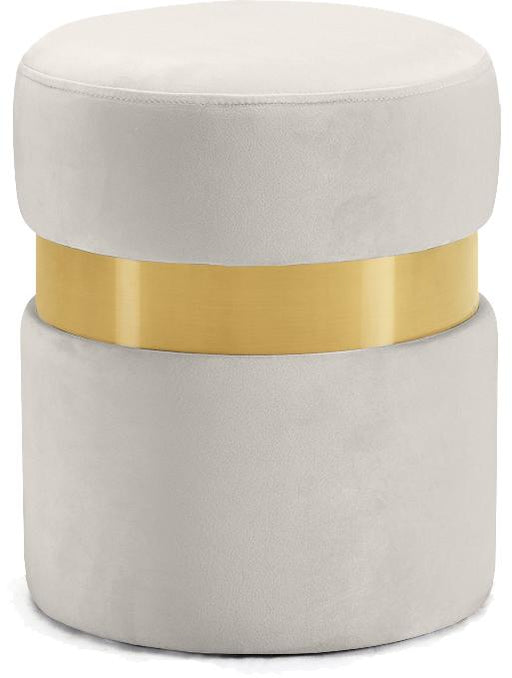 Hailey Cream Velvet Ottoman/Stool - Furniture Stars (Chicago, IL)