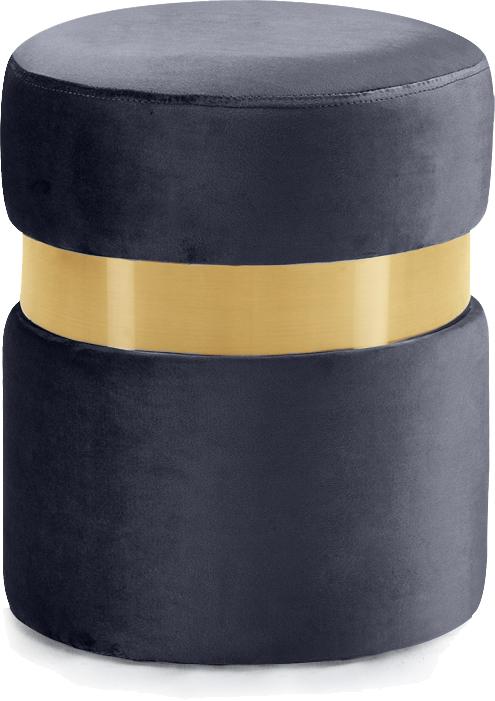 Hailey Grey Velvet Ottoman/Stool - Furniture Stars (Chicago, IL)