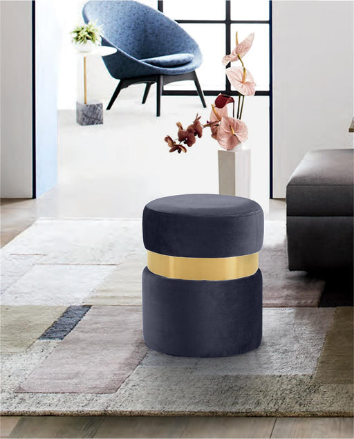 Hailey Grey Velvet Ottoman/Stool - Furniture Stars (Chicago, IL)